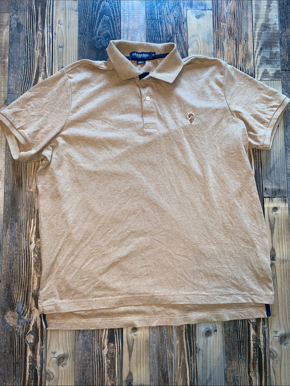 U.S. Polo Assn. Men’s Luxury Feel Tan Polo Shirt with Embroidered Logo